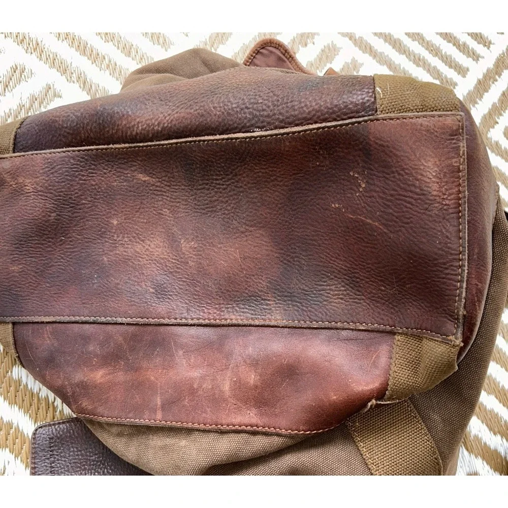RARE 90's Polo Ralph Lauren military-style canvas leather rucksack commuter bag